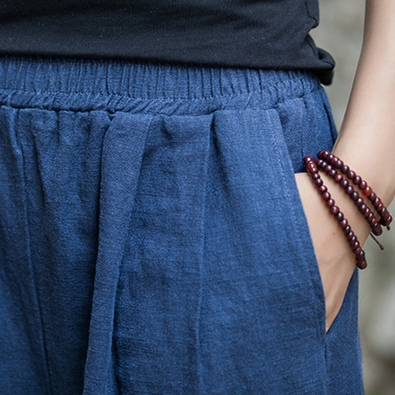 Buddha Stonesレトロ ワイドレッグパンツ カジュアル レディース ヨガパンツ ポケット付き