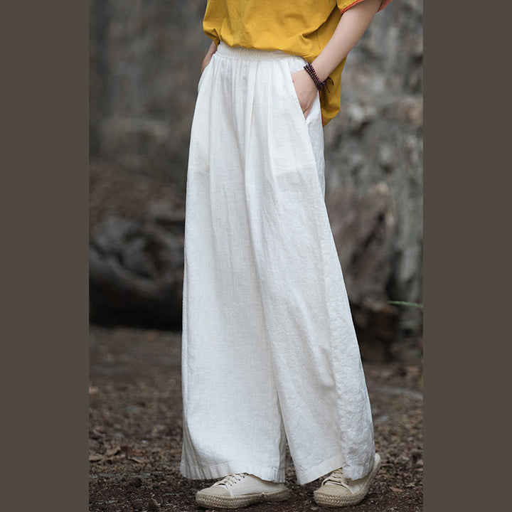 Buddha Stonesレトロ ワイドレッグパンツ カジュアル レディース ヨガパンツ ポケット付き