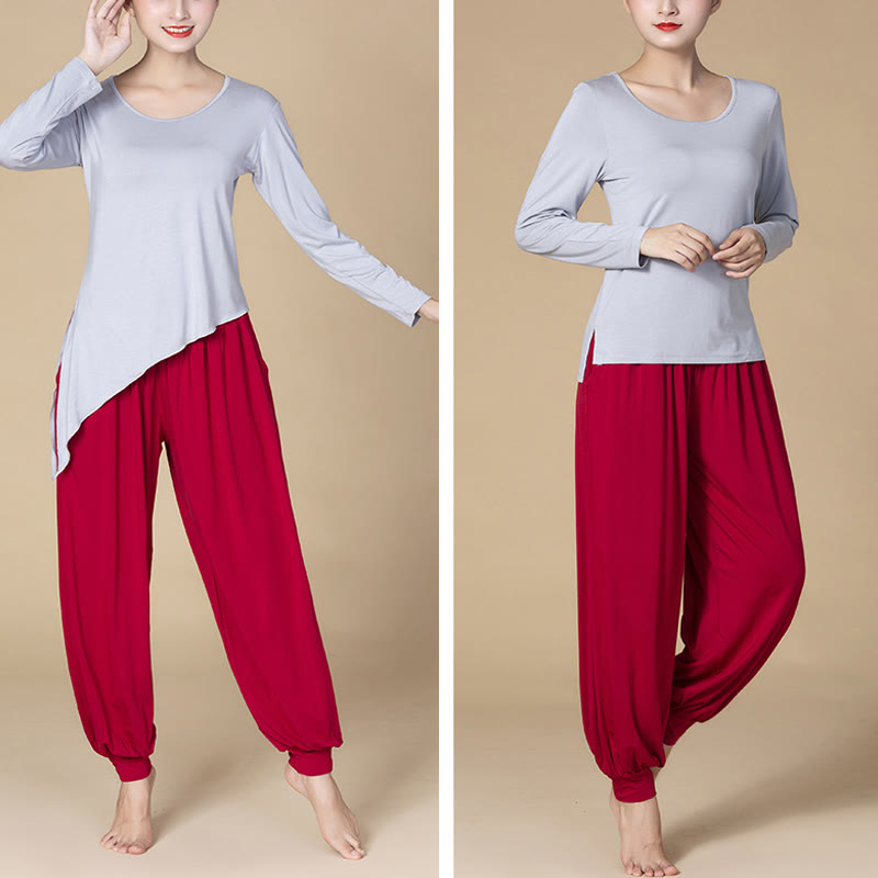 Buddha Stones無地 モダール ヨガ ダンス ハイウエスト ハーレムパンツ ポケット付き - image 20