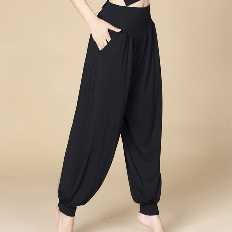 Buddha Stones無地 モダール ヨガ ダンス ハイウエスト ハーレムパンツ ポケット付き - image 8