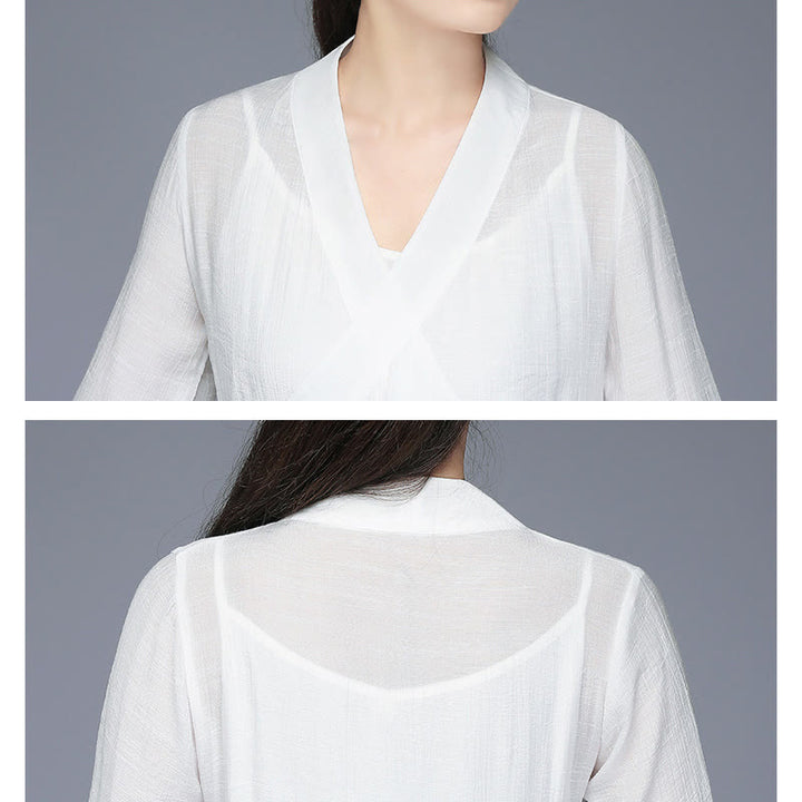 Buddha Stones漢服風ミディドレス ワイドレッグパンツ 瞑想 禅 練習 ヨガ ダンスウェア - image 12