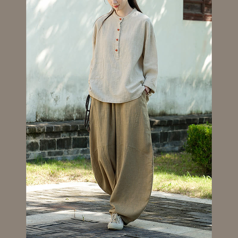 Buddha Stones無地 ルーズボタンブラウス 長袖シャツ トップス - image 19