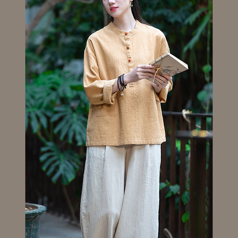 Buddha Stones無地 ルーズボタンブラウス 長袖シャツ トップス - image 43