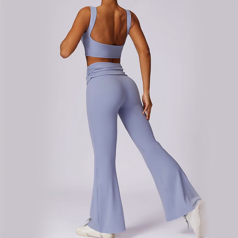 Buddha Stonesノースリーブ バックレス ストラップ タンクトップ ブラ フレアパンツ スポーツ フィットネス ヨガ - image 23