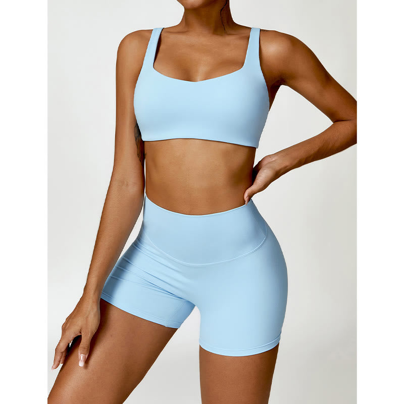 Buddha Stonesジム スポーツ ヨガ バックレス ブラ クロップ タンクトップ ショーツ - image 17