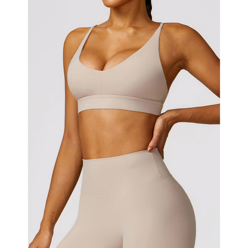 Buddha Stonesジム スポーツ ヨガ バックレス ブラ クロップ タンクトップ 通気性 ショーツ