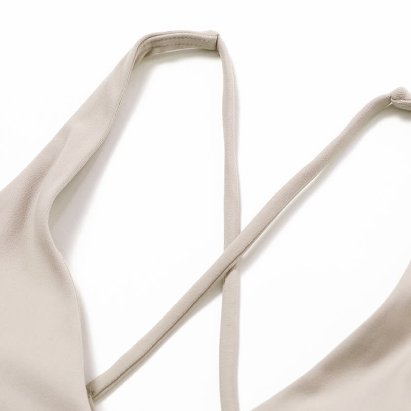 Buddha Stonesジム スポーツ ヨガ バックレス ブラ クロップ タンクトップ 通気性 ショーツ