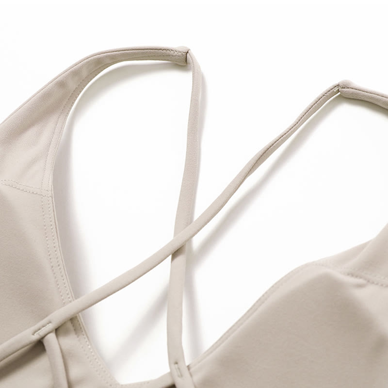 Buddha Stonesジム スポーツ ヨガ バックレス ブラ クロップ タンクトップ 通気性 ショーツ