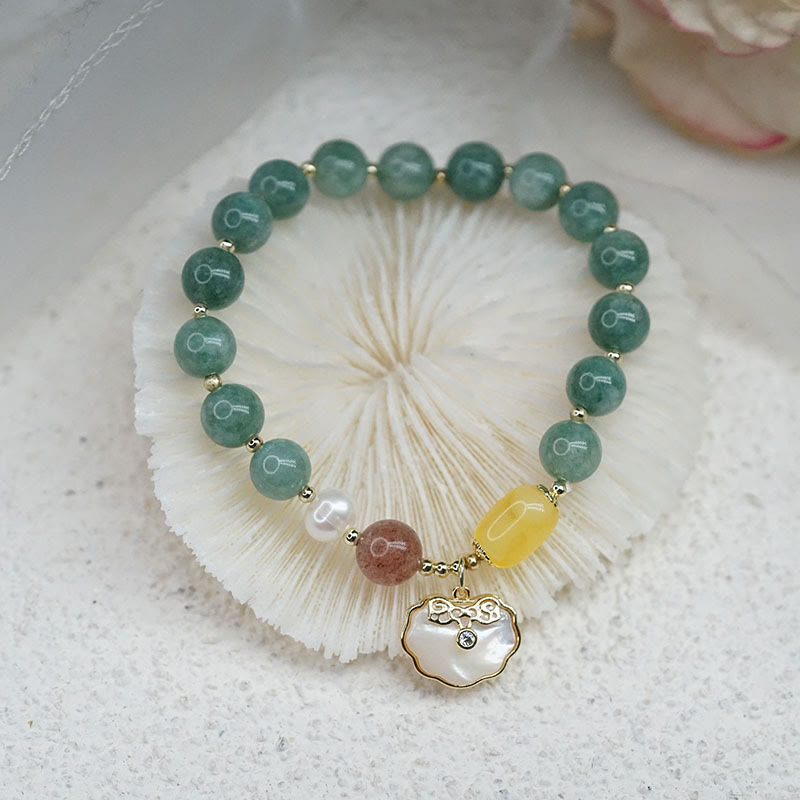 Buddha Stones翡翠貝殻如意錠幸運ブレスレット