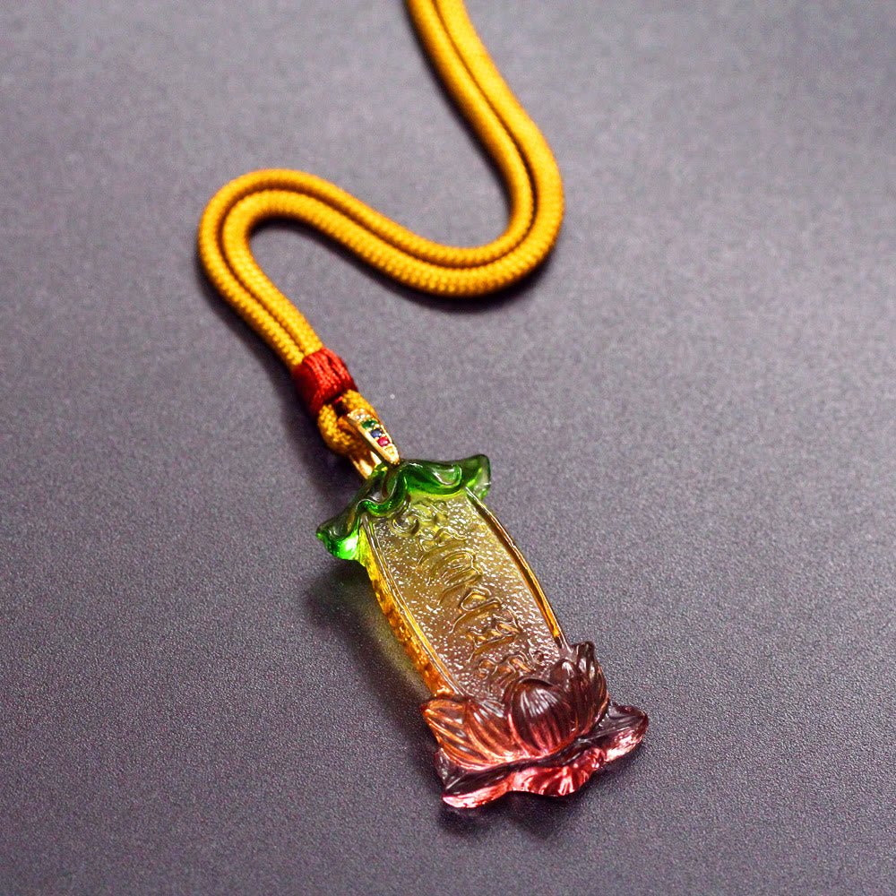 Buddha Stones劉里蓮華 六字Om Mani Padme Hum平和ネックレス