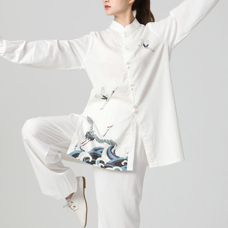 Buddha Stones白鶴 海 コットンリネン 瞑想 祈り スピリチュアル 禅 太極拳 気功 練習用 衣類 セット