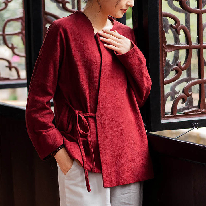 Buddha Stones長袖ジャケット シャツ トップス ワイドレッグパンツ 禅 太極拳 ヨガ 瞑想服