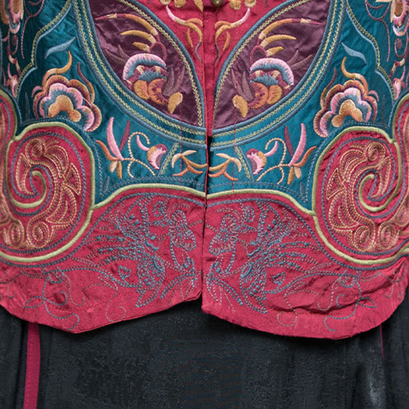 Buddha Stonesヴィンテージスタイル刺繍花唐装デザインノースリーブベスト - image 24