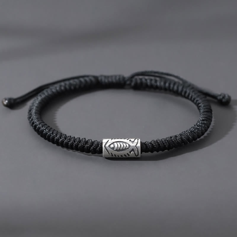 Buddha Stonesチベット鯉富黒紐ブレスレット