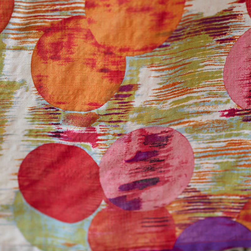 Buddha Stonesオレンジブルーカラフル水玉模様ミディドレスコットン半袖ドレスポケット付き