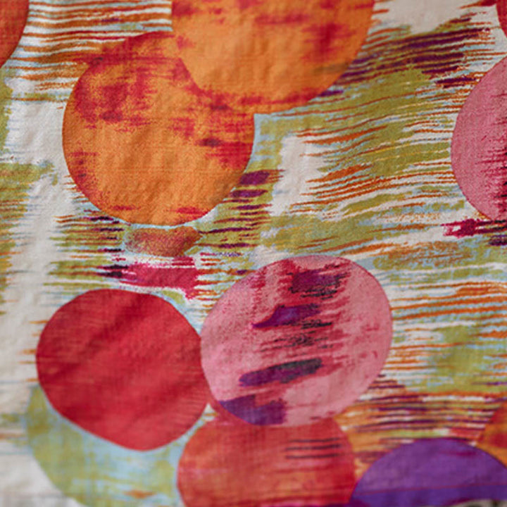 Buddha Stonesオレンジブルーカラフル水玉模様ミディドレスコットン半袖ドレスポケット付き