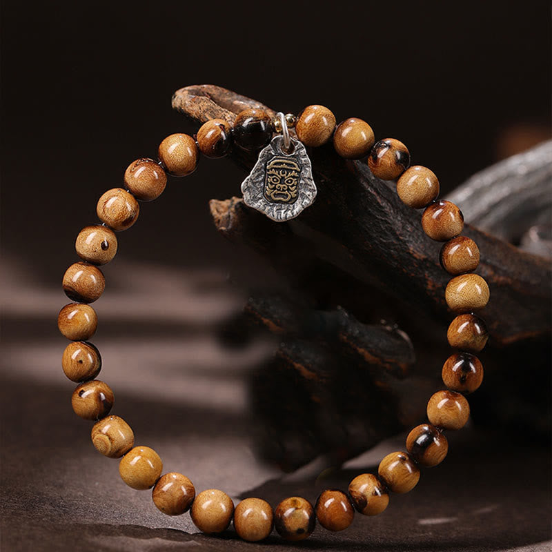 Buddha Stones925 スターリングシルバー 天然黄金の海柳 ザキラム 富の女神 幸運 福 キャラクター 成功 ブレスレット - image 2