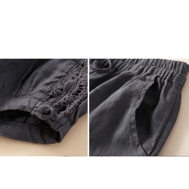 Buddha Stones無地フラワー ルーズドローストリング ハーレムパンツ ポケット付き - image 21