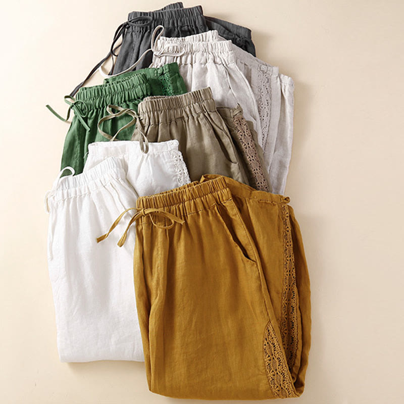 Buddha Stones無地フラワー ルーズドローストリング ハーレムパンツ ポケット付き - image 36