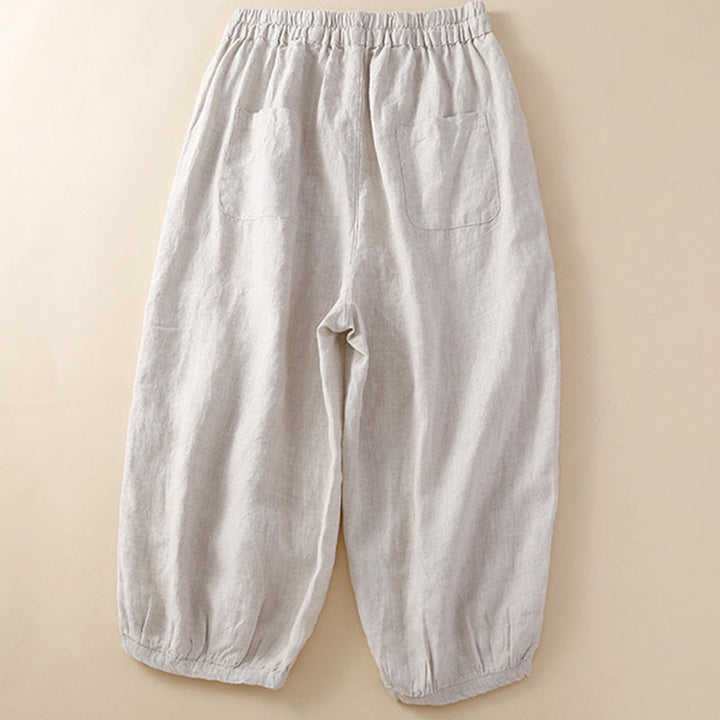 Buddha Stones無地フラワー ルーズドローストリング ハーレムパンツ ポケット付き - image 2