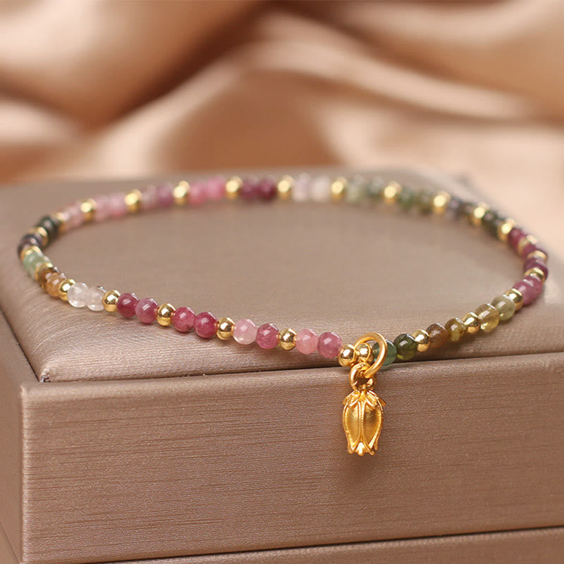 Buddha Stonesカラフルなトルマリンの花 ポジティブブレスレット