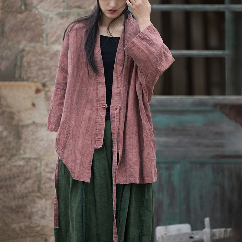 Buddha Stonesのタイダイ染めレースアップデザインコート、禅瞑想オープンフロントトップジャケット - image 16