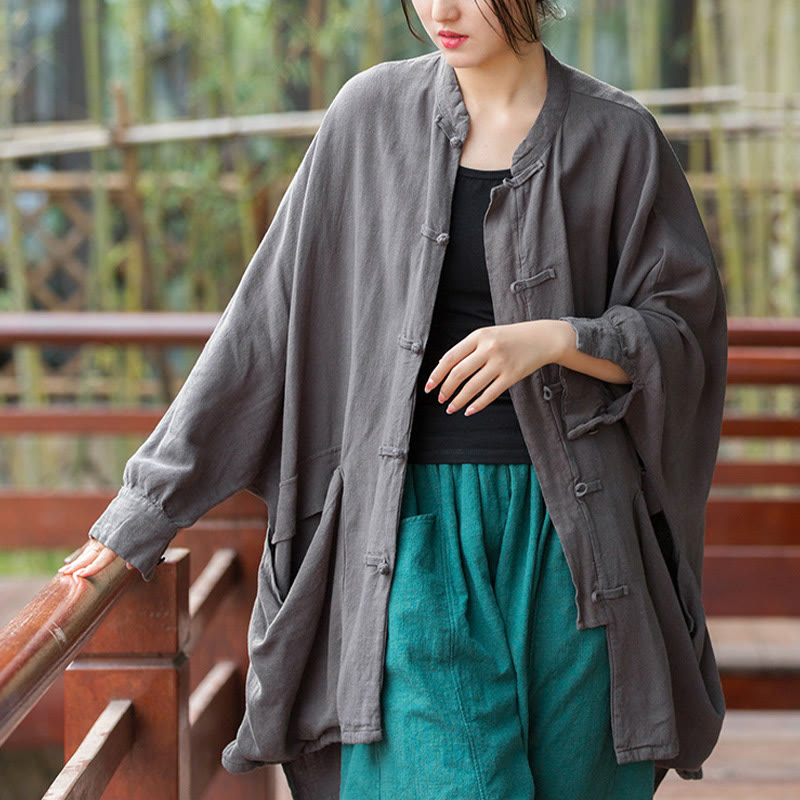 Buddha Stonesカエルボタン 長袖 禅瞑想 オープンフロント ジャケット ポケット付き - グレー、 US4-14、 UK/AU8-18、 EU36-46 (F) - image 13