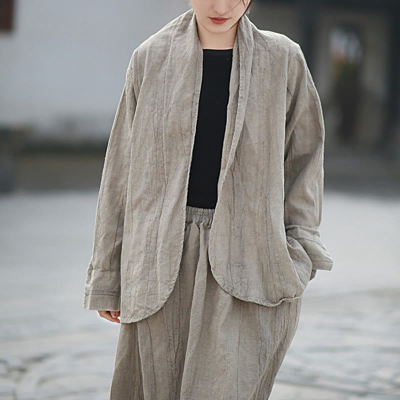 Buddha Stones無地タイダイ 長袖 禅瞑想 オープンフロント ジャケット