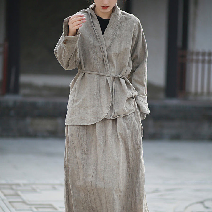 Buddha Stones無地タイダイ 長袖 禅瞑想 オープンフロント ジャケット