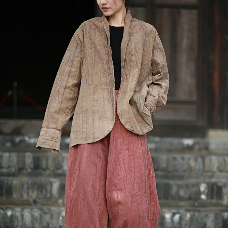 Buddha Stones無地タイダイ 長袖 禅瞑想 オープンフロント ジャケット