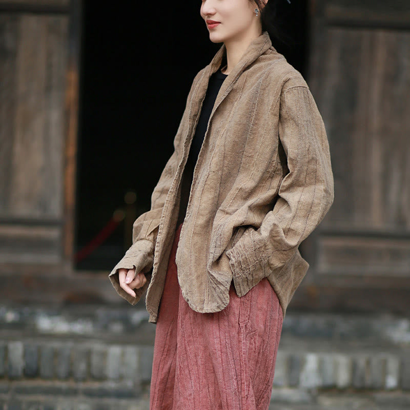 Buddha Stones無地タイダイ 長袖 禅瞑想 オープンフロント ジャケット