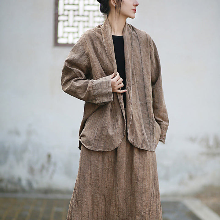 Buddha Stones無地タイダイ 長袖 禅瞑想 オープンフロント ジャケット