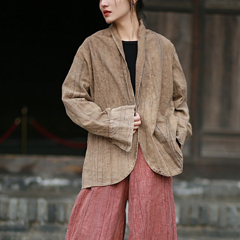 Buddha Stones無地タイダイ 長袖 禅瞑想 オープンフロント ジャケット