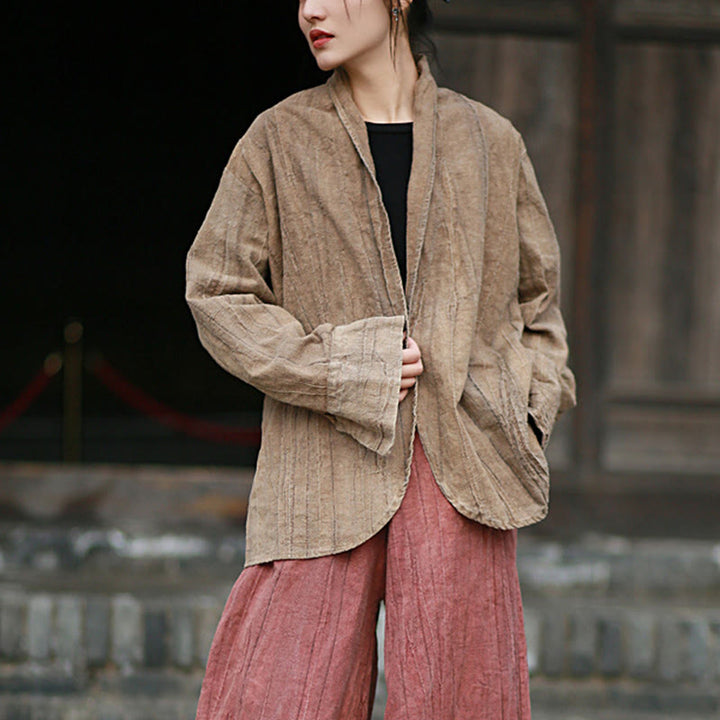 Buddha Stones無地タイダイ 長袖 禅瞑想 オープンフロント ジャケット