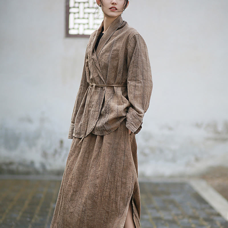 Buddha Stones無地タイダイ 長袖 禅瞑想 オープンフロント ジャケット