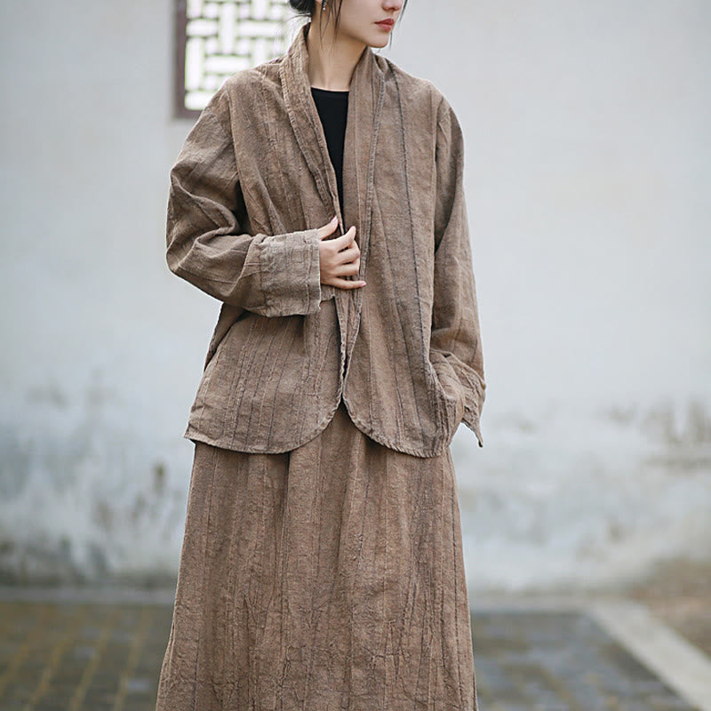 Buddha Stones無地タイダイ 長袖 禅瞑想 オープンフロント ジャケット