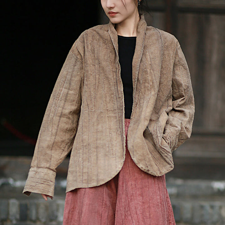 Buddha Stones無地タイダイ 長袖 禅瞑想 オープンフロント ジャケット