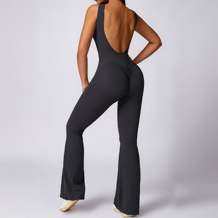 Buddha Stonesレディース カジュアル ノースリーブ ジャンプスーツ フレアパンツ スポーツ フィットネス ヨガ ボディスーツ - image 16