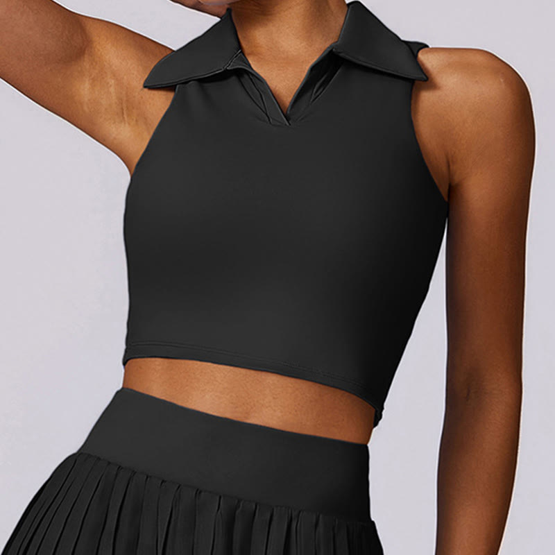 Buddha Stonesポロカラー クロップタンクトップ テニススカート プリーツショーツ ポケット付き スポーツ ヨガウェア - image 14