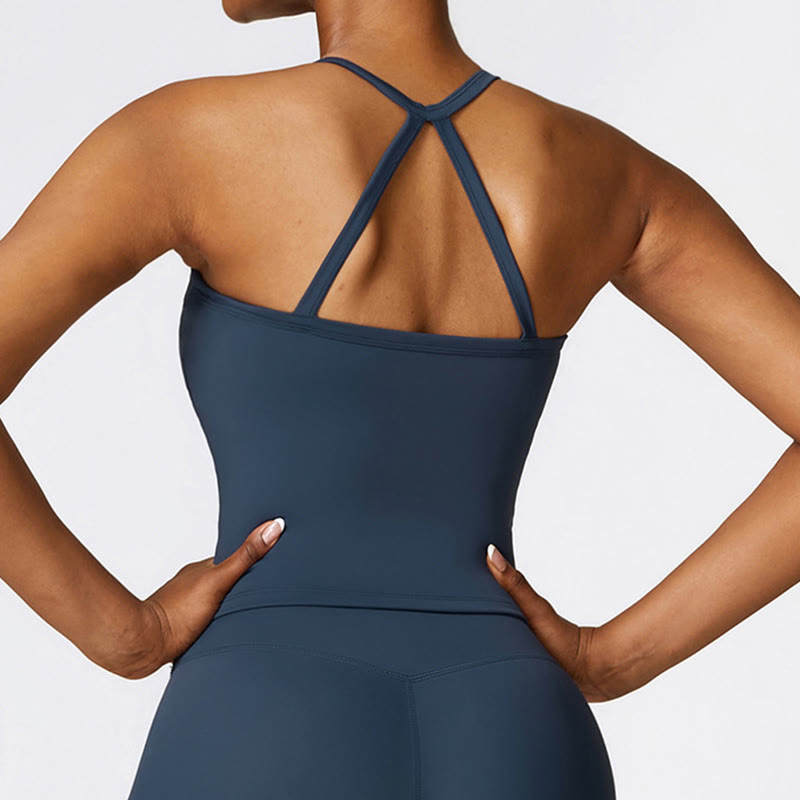 Buddha Stones無地 クロップ タンクトップ ハイウエスト ショーツ スポーツ フィットネス ジム ヨガ ウェア - image 3