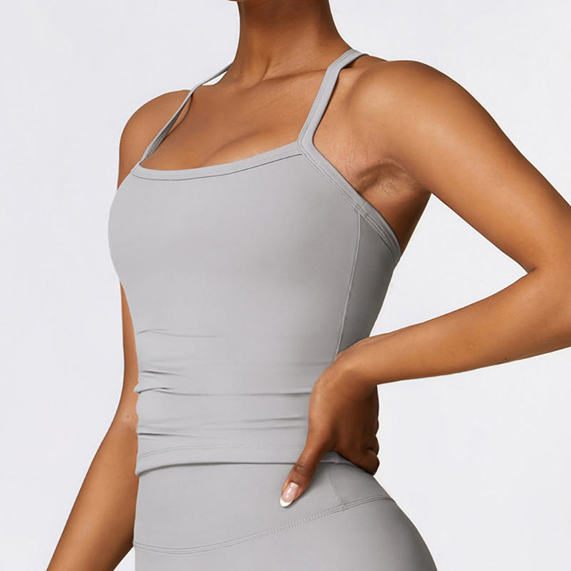 Buddha Stones無地 クロップ タンクトップ ハイウエスト ショーツ スポーツ フィットネス ジム ヨガ ウェア - image 30