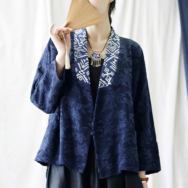 Buddha StonesフラワージャカードVネックロングスリーブジャケット