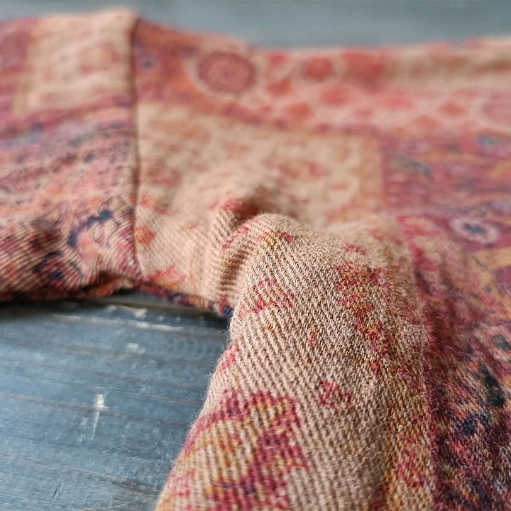 Buddha Stonesオレンジフラワージオメトリックプリントコットンオープンフロントジャケット(ポケット付き) - image 10