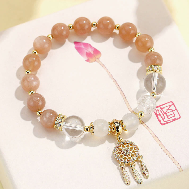 Buddha Stonesグリーンストロベリークォーツ アメジスト クリスタル ドリームキャッチャー ヒーリングブレスレット