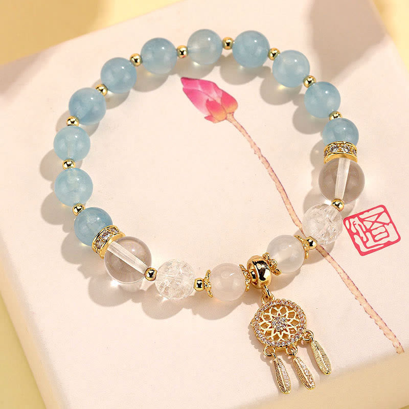 Buddha Stonesグリーンストロベリークォーツ アメジスト クリスタル ドリームキャッチャー ヒーリングブレスレット