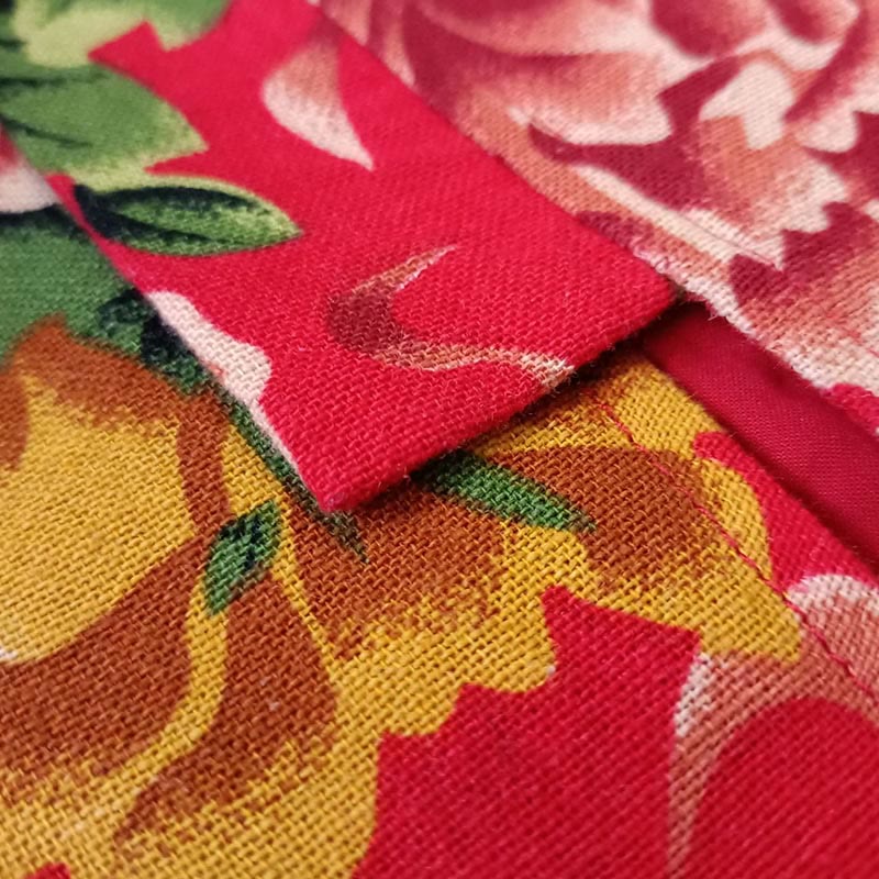 Buddha Stonesエスニックスタイル北東部レッドフラワー牡丹プリントコットンリネンレースアップジャケット