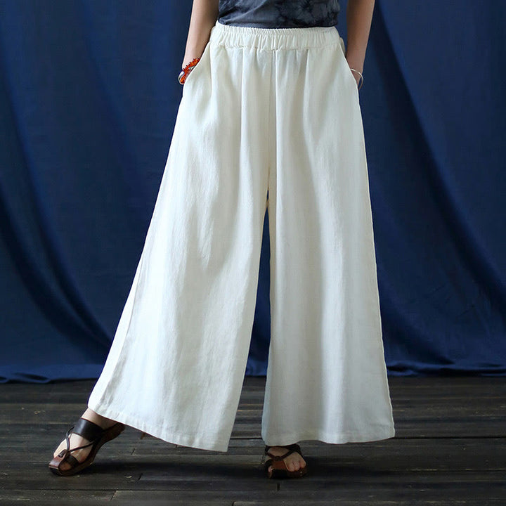 Buddha Stonesフラワージャカードミディドレス 長袖コットンリネンドレス ワイドレッグパンツ ポケット付き