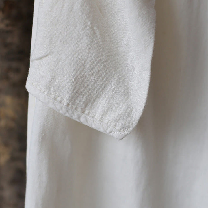 Buddha Stonesフラワージャカードミディドレス 長袖コットンリネンドレス ワイドレッグパンツ ポケット付き