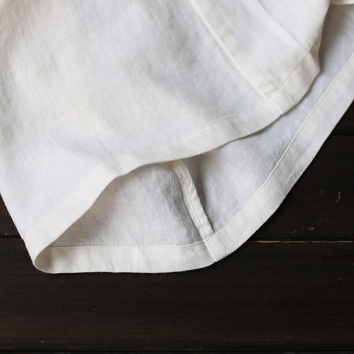 Buddha Stonesフラワージャカードミディドレス 長袖コットンリネンドレス ワイドレッグパンツ ポケット付き