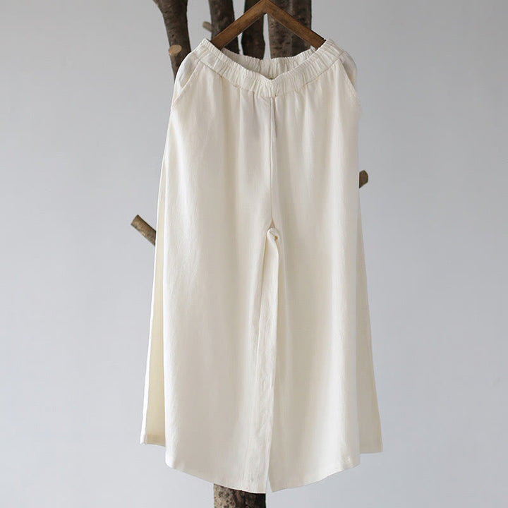 Buddha Stonesフラワージャカードミディドレス 長袖コットンリネンドレス ワイドレッグパンツ ポケット付き